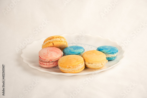 Colorful macrons on white background