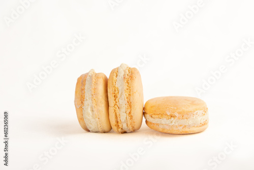 Colorful macrons on white background