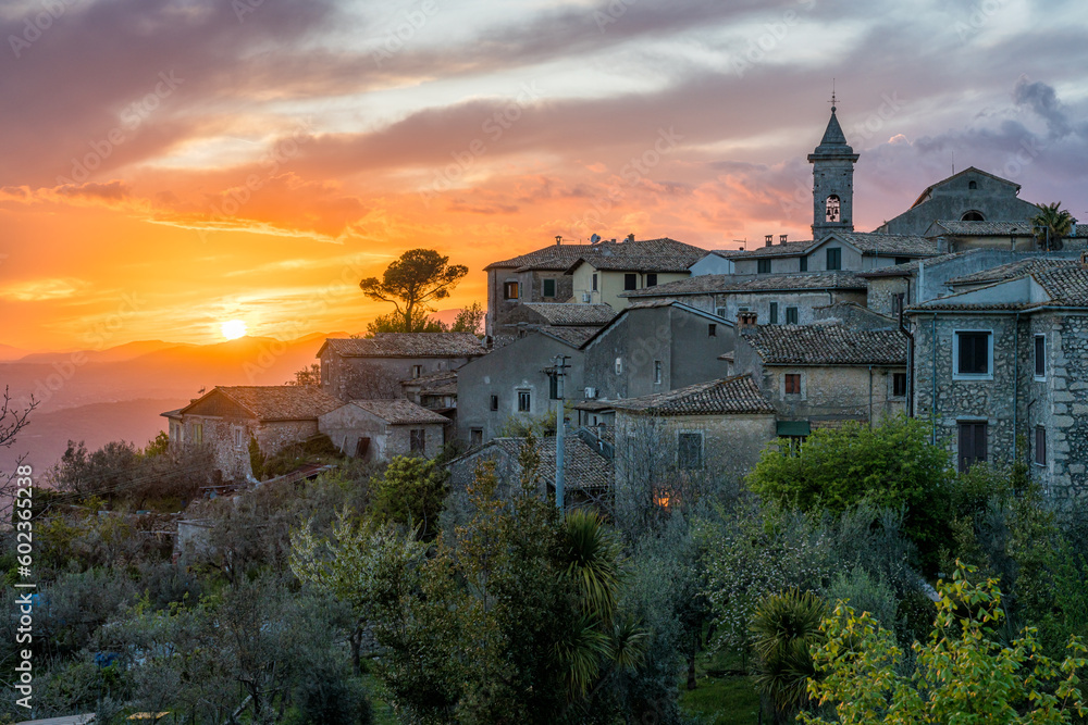 Scenic sunset view in Arpino, ancient town in the province of Frosinone, Lazio, central Italy.