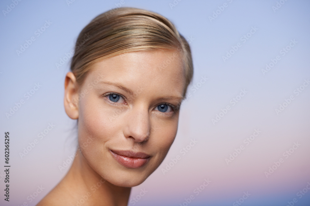 Woman in portrait, face and beauty with natural skincare, cosmetics and healthy skin mockup space with wellness. Female model, dermatology and cosmetic care, facial spa treatment with hygiene Woman in portrait, face and beauty with natural skincare, cosmetics and healthy skin mockup space with wellness. Female model, dermatology and cosmetic care, facial spa treatment with hygiene