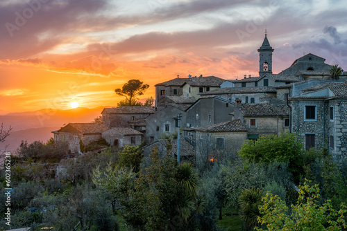 Scenic sunset view in Arpino, ancient town in the province of Frosinone, Lazio, central Italy.