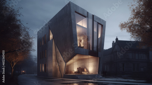 urban modern house created with Generative AI technology