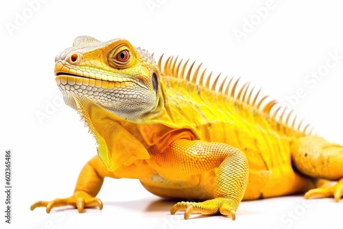 yellow iguana isolated created with Generative AI technology