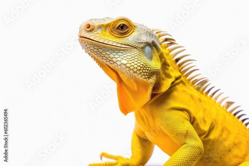 yellow iguana isolated created with Generative AI technology