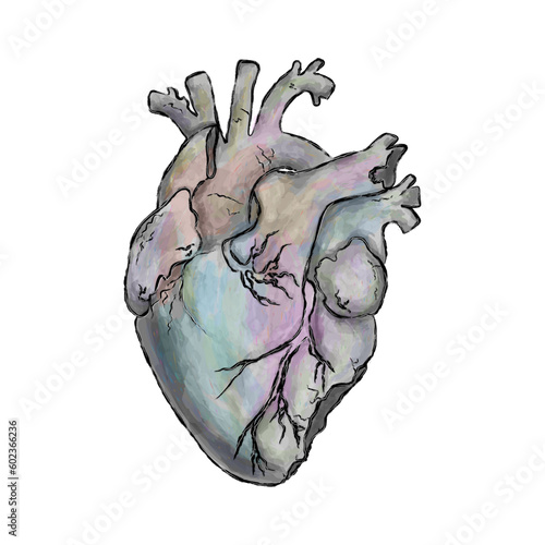 Stone heart with colored texture. Element for design