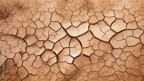 Cracked mud sand texture in a desert flood plain background wallpaper mud cracks. A.I. generated.