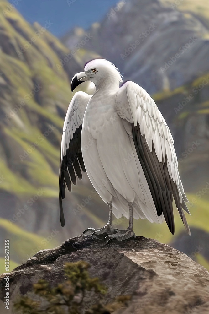 Fototapeta premium Vautour blanc, bec et ramures noirs