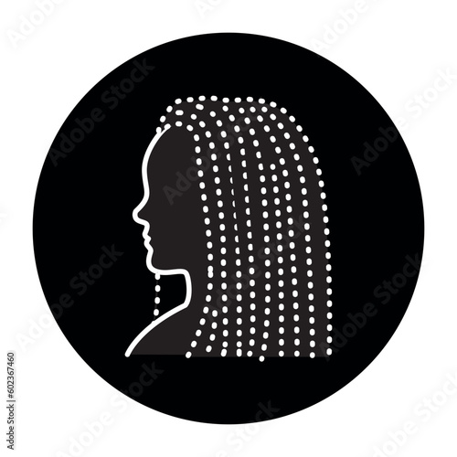 Woman dreadlocks hair color line icon. Beauty industry. Hairdresser service.