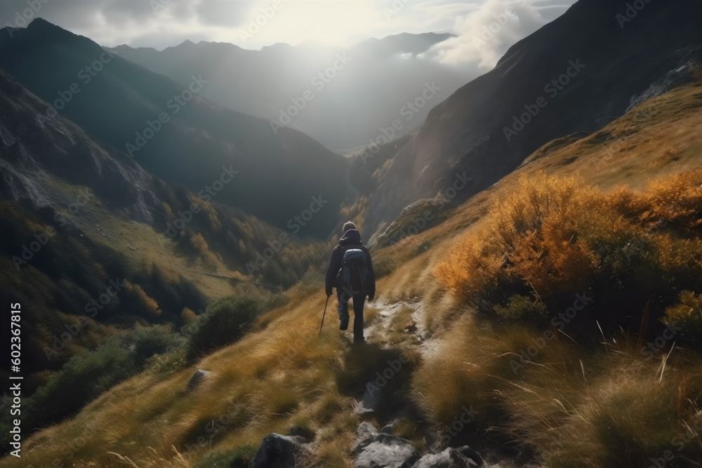 Fototapeta premium hiker in the mountains