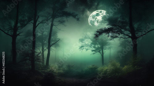 Enchanted Shadows: A Mysterious Night in the Forest, generative AI © Stockerl
