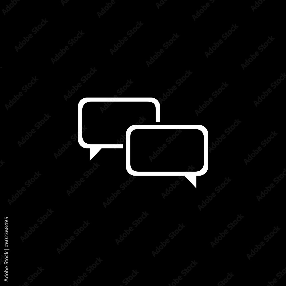 Dialog message speech bubble thought note isolated icon on black background Dialog message speech bubble thought note isolated icon on black background