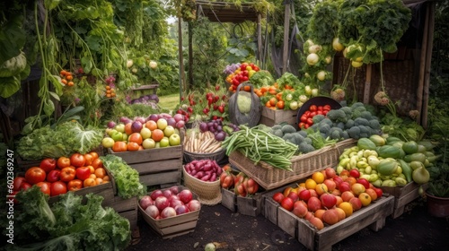Fresh vegetables and fruits in the market Beautiful Natural Photograph Fresh Green Lifestyle © Ahmad
