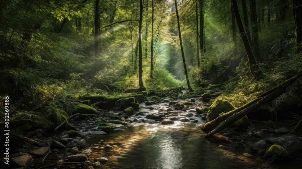 River stream forest landscape Beautiful Natural Photograph Fresh Green Lifestyle