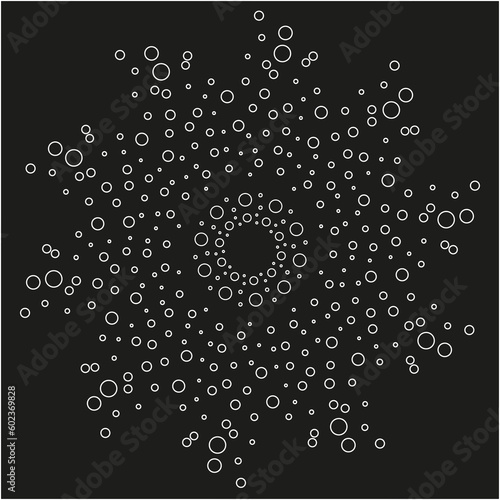 Original vector pattern in the form of white contour circles on a black background