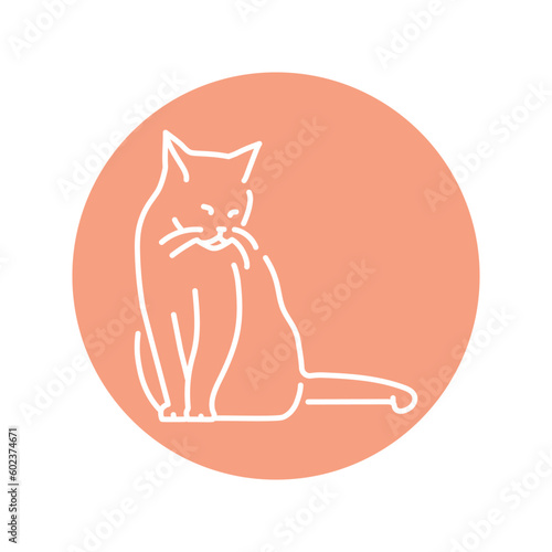 Cat enjoy rest  color line icon. Pictogram for web page
