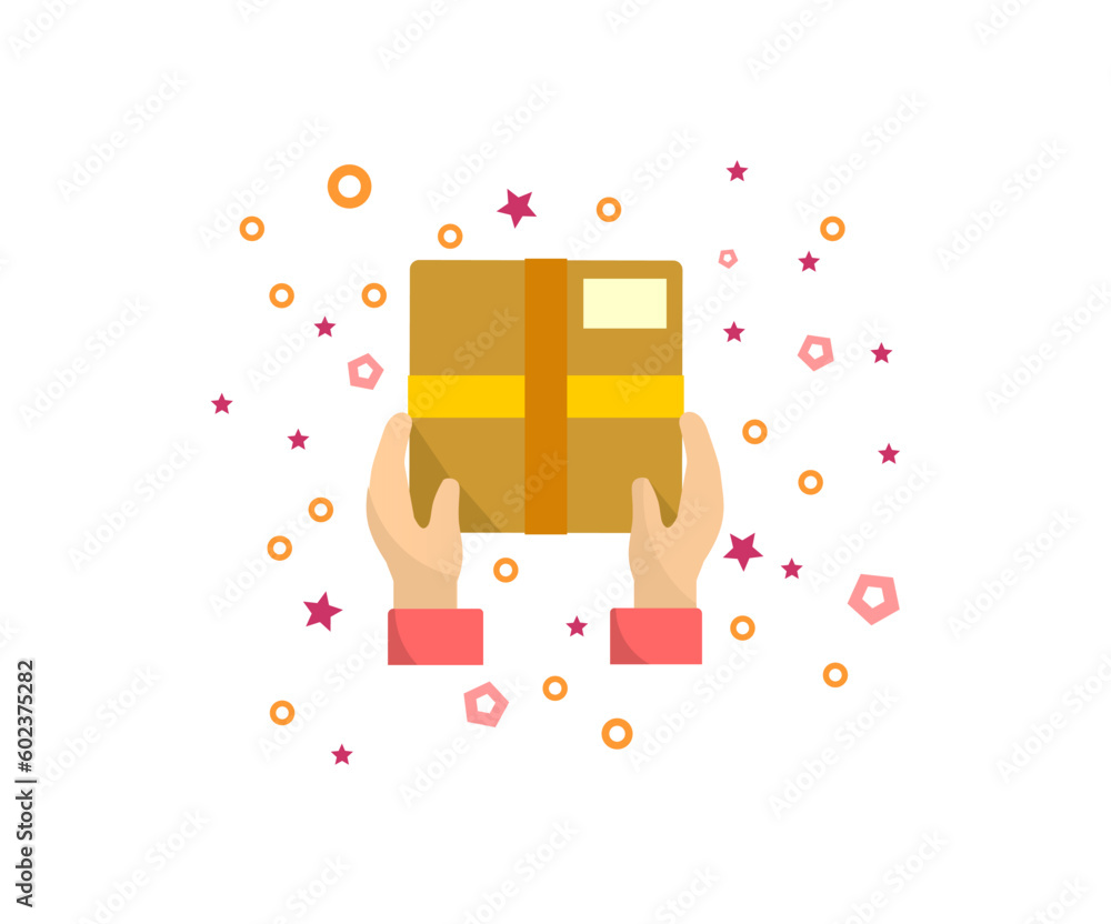 Simple design of hand giving package or gift Simple design of hand giving package or gift