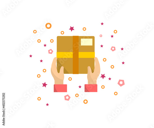 Simple design of hand giving package or gift