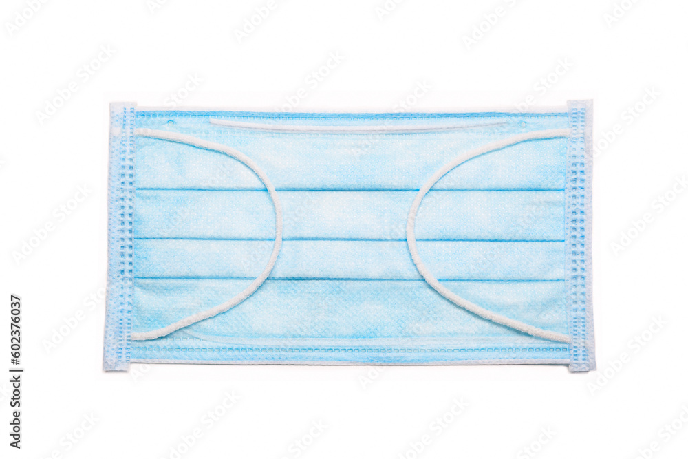Medical protective mask in blue color, isolated Medical protective mask in blue color, isolated