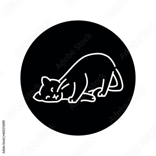 Happy cat caresses color line icon. Pictogram for web page