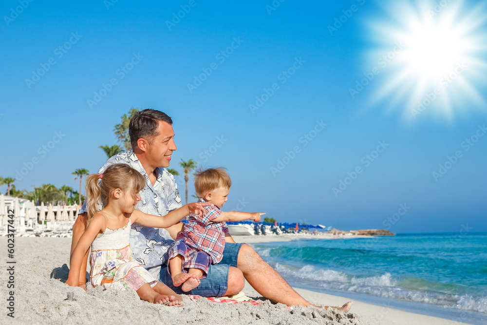 happy family by the sea in the open air happy family by the sea in the open air