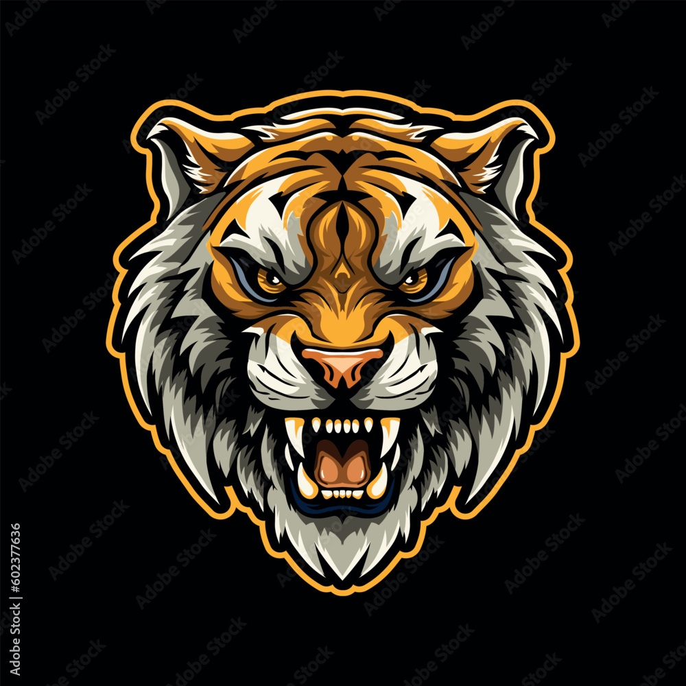Angry tiger face. Vector illustration Angry tiger face. Vector illustration