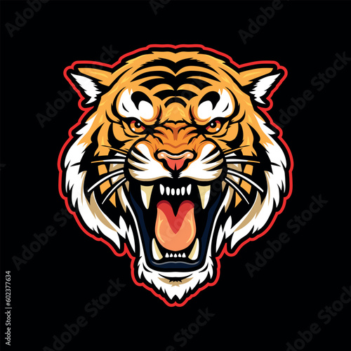 Fototapeta Naklejka Na Ścianę i Meble -  Tiger head.This is vector illustration ideal for a mascot, tattoo or T-shirt graphic.