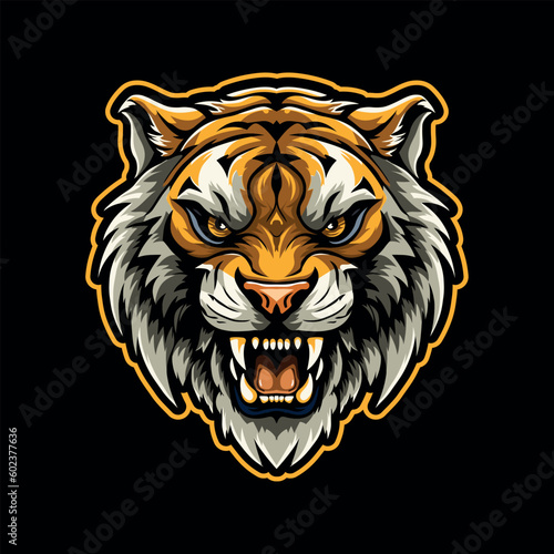 Fototapeta Naklejka Na Ścianę i Meble -  Angry tiger face. Vector illustration