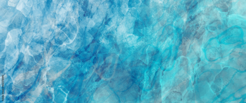 Obraz premium Blue watercolor vector art background for cards, flyer, poster, banner and cover design. Clouds, heaven, sky. Hand drawn illustration for your design. Watercolour texture. Grunge backdrop. Ice. Cold.