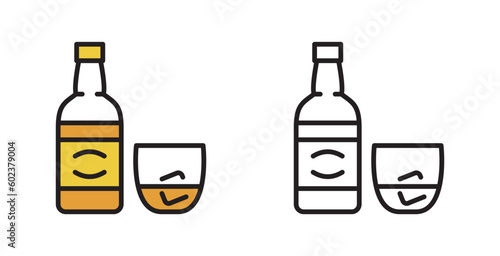Icon of the alcoholic drink whiskey with ice