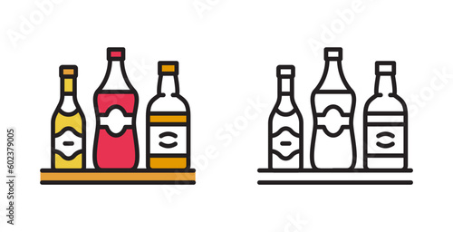Icon of alcoholic beverages. Beer, wine, whiskey.