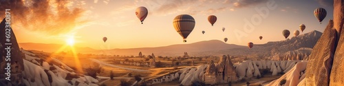 illustration, hot air balloons, generative ai