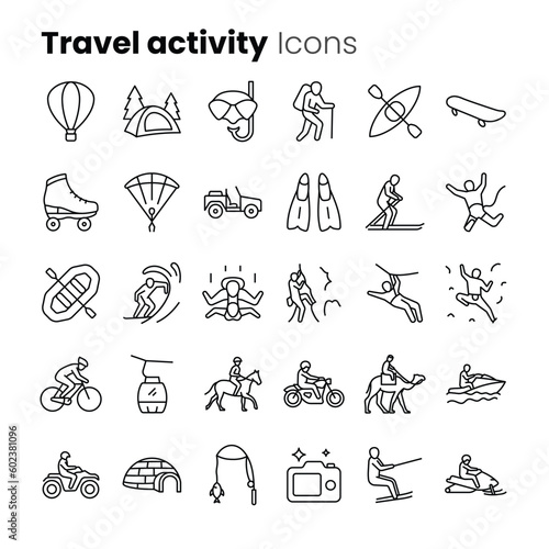Travel activity vector icon set