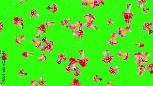 Candy Mushrooms. Mushrooms made of candy fall down the screen. 