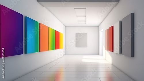 Blank canvas on wall, Bright color. Generative ai