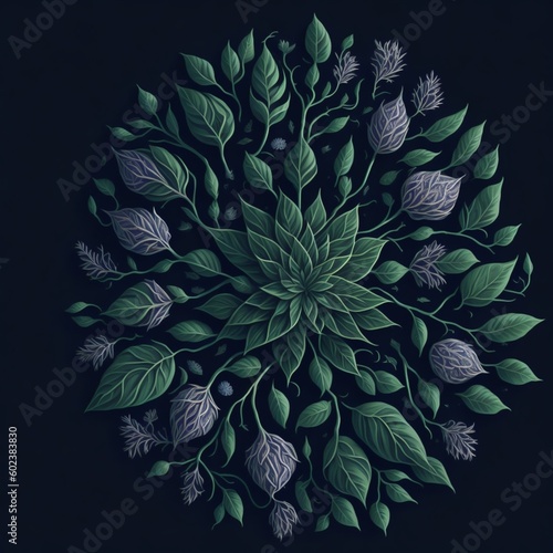 Wallpaper Mural Mandala that is inspired by nature, using elements like flowers, leaves, and trees, Generative Ai Torontodigital.ca