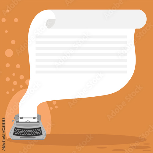 Vector Grey Typewriter Icon Isolated on Orange Background.