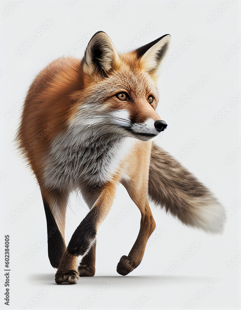 Fototapeta premium Fox isolated in white background, Generative Ai