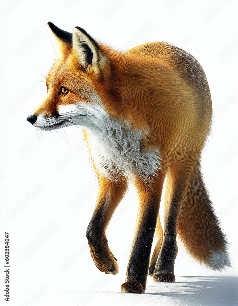 Obraz premium Fox isolated in white background, Generative Ai
