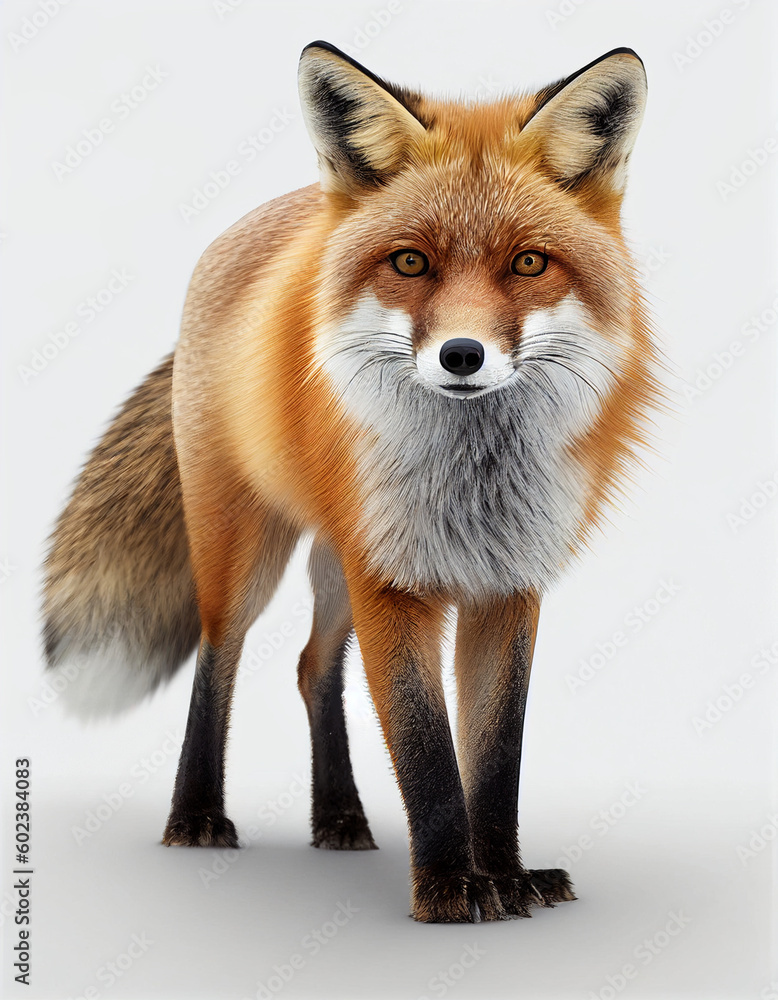 Fototapeta premium Fox isolated in white background, Generative Ai