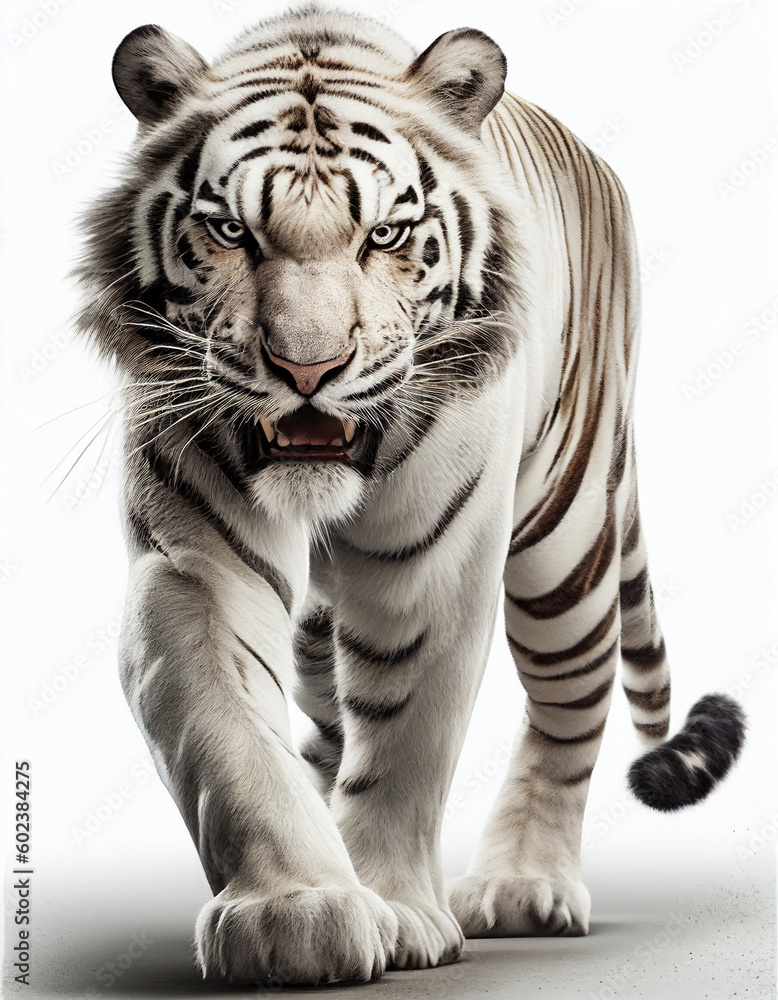 Fototapeta premium White Tiger in white background, Generative Ai