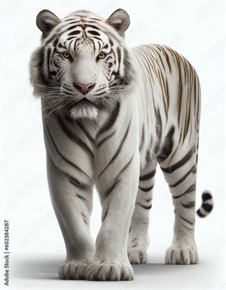 Obraz premium White Tiger in white background, Generative Ai
