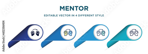 mentor icon in 4 different styles such as filled, color, glyph, colorful, lineal color. set of   vector for web, mobile, ui