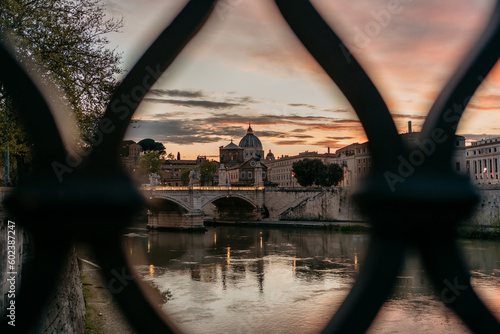 Fototapeta Naklejka Na Ścianę i Meble -  Beautiful sunset landscape photo of Rome Italy