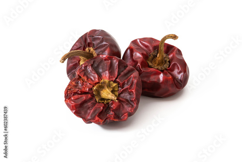 Ñora isolated on a white background. The ñora is a cultivated variety of Capsicum annuum or pepper, called 