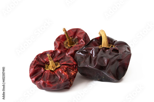 Ñora isolated on a white background. The ñora is a cultivated variety of Capsicum annuum or pepper, called 
