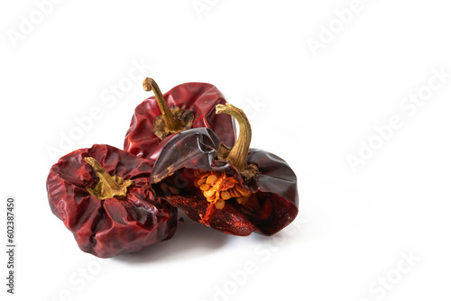 Ñora isolated on a white background. The ñora is a cultivated variety of Capsicum annuum or pepper, called 