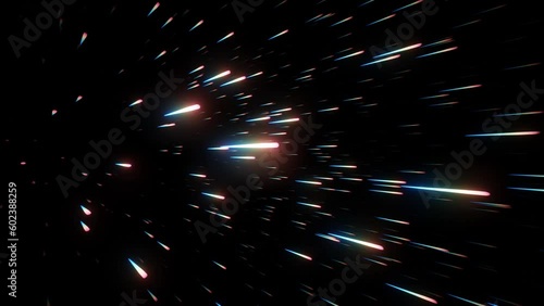 Space travel with warp speed, hyper space or faster than light background effect looking from an angle about 45 degrees. Stars streaks seen sideways - 3D illustration photo