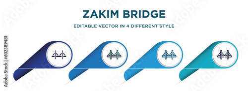 zakim bridge icon in 4 different styles such as filled, color, glyph, colorful, lineal color. set of   vector for web, mobile, ui