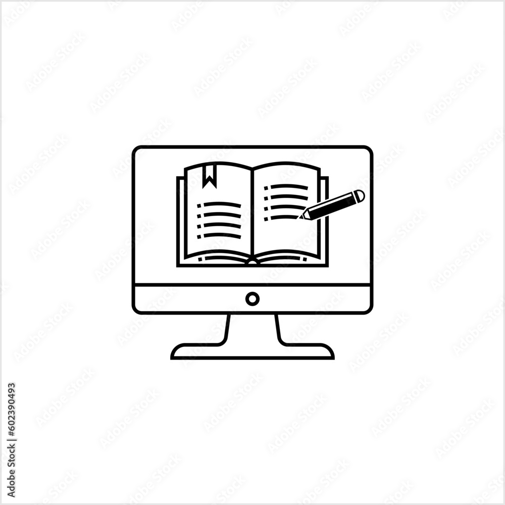Online Education Icon, Internet Education, Distance Learning, E-Learning Concept Online Education Icon, Internet Education, Distance Learning, E-Learning Concept
