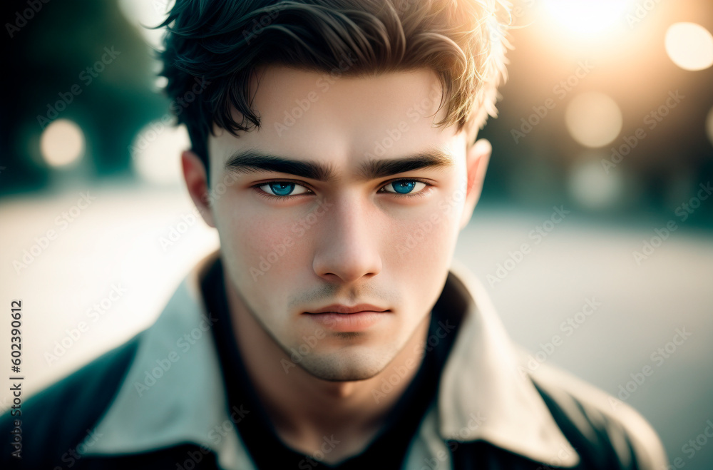 Young man. Portrait of guy. Generative AI. Young man. Portrait of guy. Generative AI.